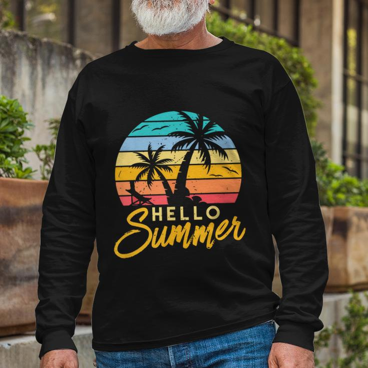 Hello Summer Retro Beach Vacation Long Sleeve T-Shirt Gifts for Old Men