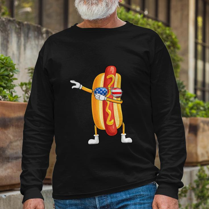 Hot Dog July 4Th Dabbing Hotdog Long Sleeve T-Shirt Gifts for Old Men