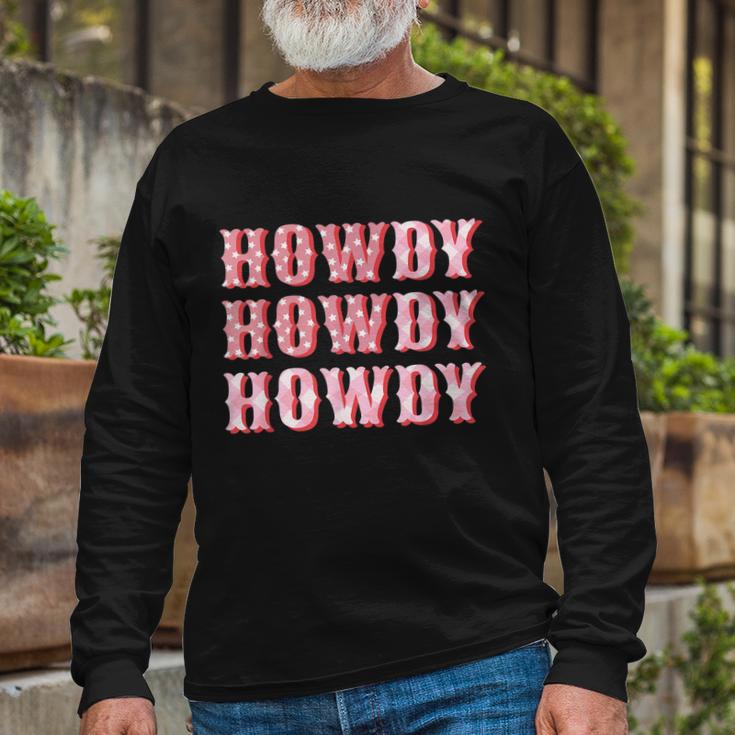 Howdy Cowgirl Boots Bling Women Cute Western Country Long Sleeve T-Shirt Gifts for Old Men