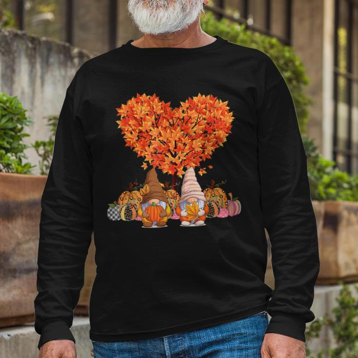 Its Fall Yall Cute Gnomes Pumpkin Autumn Tree Fall Leaves V2 Long Sleeve T-Shirt Gifts for Old Men
