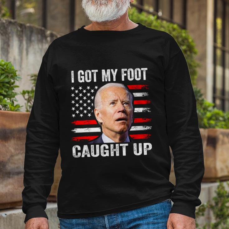 Joe Biden Falling Off Bike I Got My Foot Caught Up Long Sleeve T-Shirt Gifts for Old Men