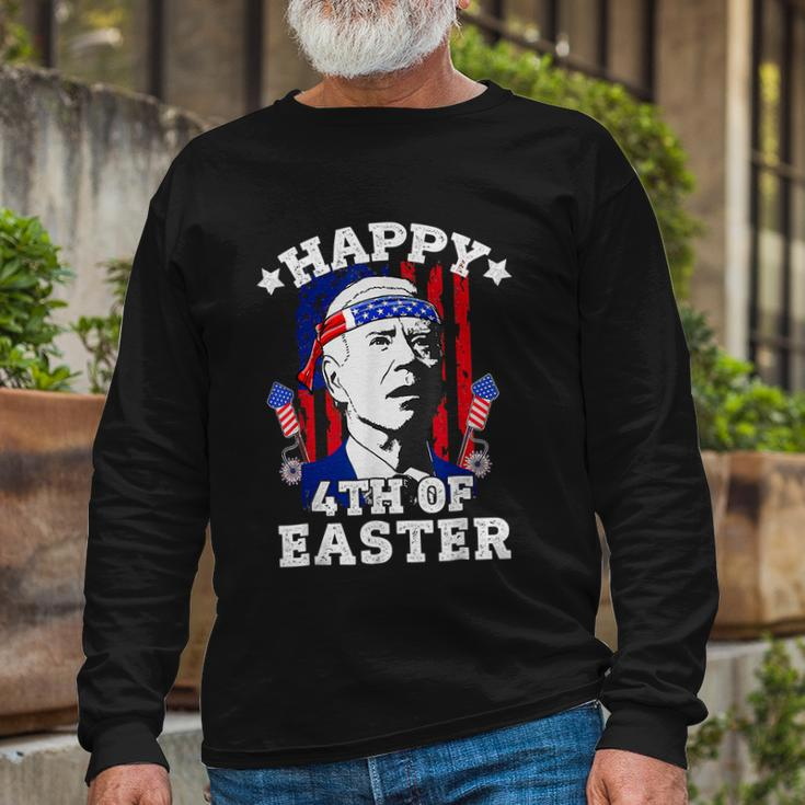 Joe Biden Happy 4Th Of Easter American Flag Hunt Egg Tshirt Long Sleeve T-Shirt Gifts for Old Men