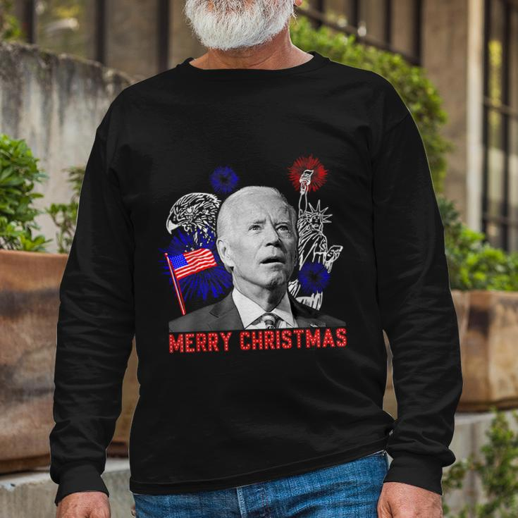 Joe Biden Happy Christmas In July Usa Flag V2 Long Sleeve T-Shirt Gifts for Old Men