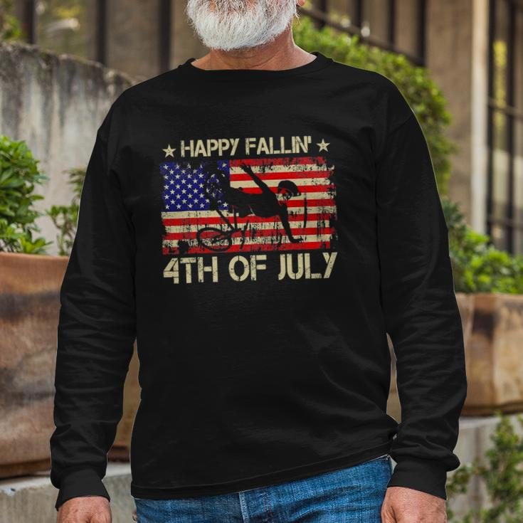 Joe Biden Happy Falling Off Bicycle Biden Bike 4Th Of July Long Sleeve T-Shirt T-Shirt Gifts for Old Men