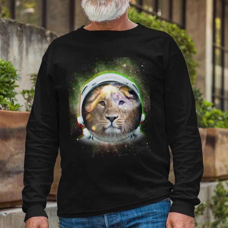 King Of The Universe Lion Space Astronaut Helmet Long Sleeve T-Shirt Gifts for Old Men