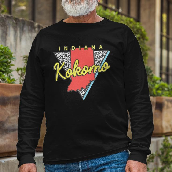 Kokomo Indiana Retro Triangle In City Long Sleeve T-Shirt Gifts for Old Men