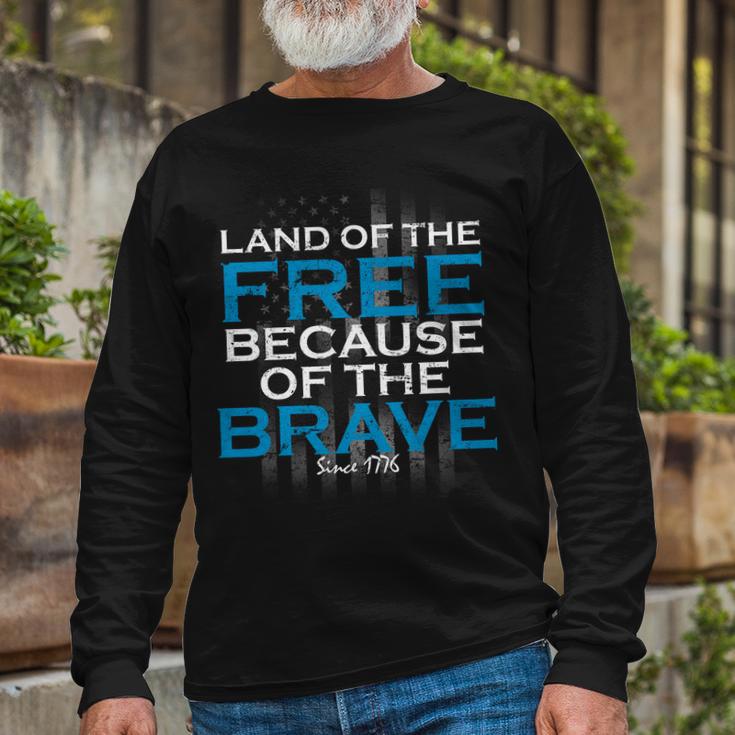 Land Of The Free Because Of The Brave Usa Long Sleeve T-Shirt Gifts for Old Men