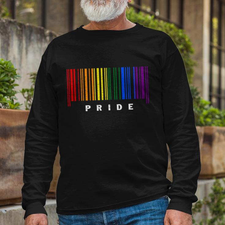 Lgbt Gay Barcode Support Lgbtq Ally Rainbow Pride Gay Flag Long Sleeve T-Shirt Gifts for Old Men