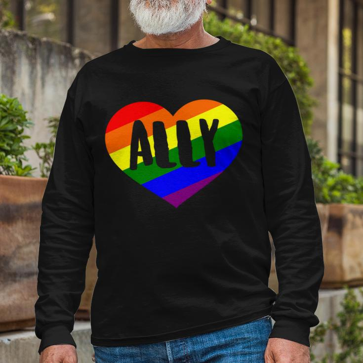 Lgbt Pride Love Ally Heart Long Sleeve T-Shirt Gifts for Old Men