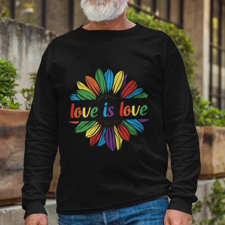 Lgbt Rainbow Sunflower Love Is Love Pride Month Long Sleeve T-Shirt Gifts for Old Men