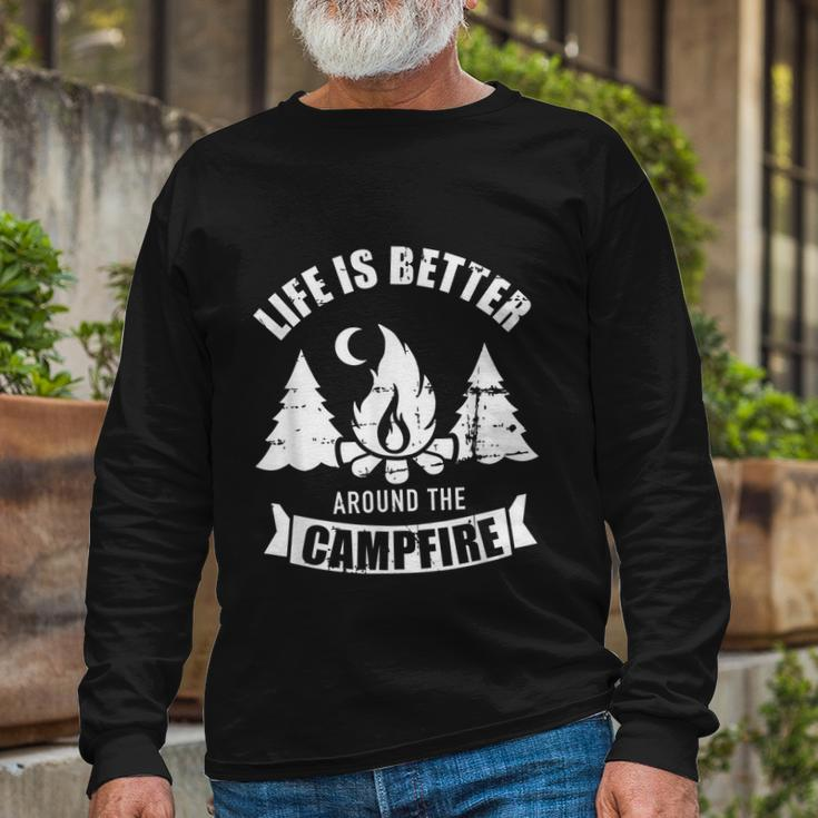 Life Is Better Around The Campfire Camping Long Sleeve T-Shirt Gifts for Old Men