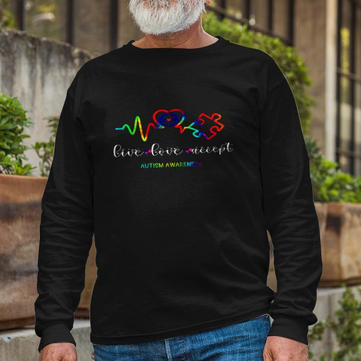 Live Love Accept Autism Awareness Long Sleeve T-Shirt Gifts for Old Men