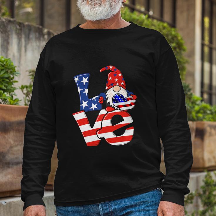 Love Gnome American Flag 4Th Of July Long Sleeve T-Shirt Gifts for Old Men