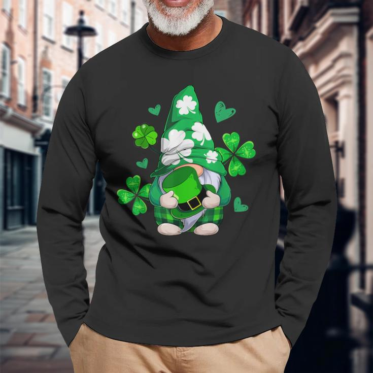 Love Gnomes Irish Shamrock St Patricks Day Four Leaf Clover Men Women Long Sleeve T-Shirt T-shirt Graphic Print Gifts for Old Men