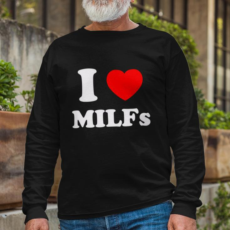 I Love Heart Milfs Tshirt Long Sleeve T-Shirt Gifts for Old Men
