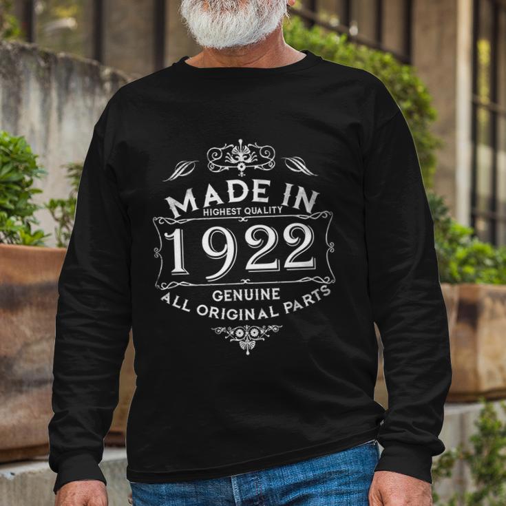 Made In 1922 Aged To Perfection Vintage 100Th Birthday Long Sleeve T-Shirt Gifts for Old Men