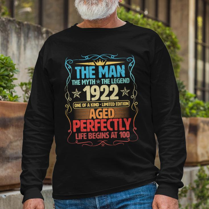 The Man Myth Legend 1922 Aged Perfectly 100Th Birthday Long Sleeve T-Shirt Gifts for Old Men