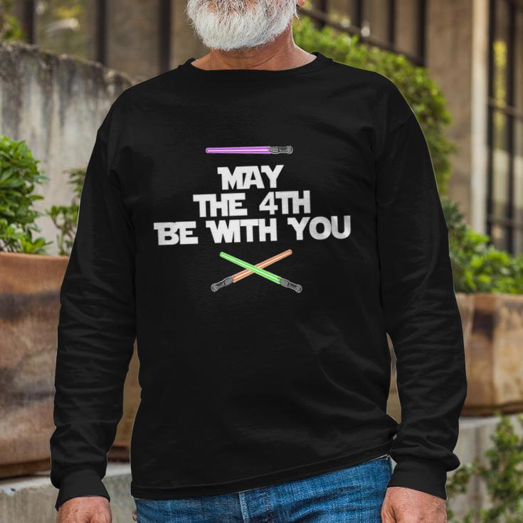 May The 4Th Be With You Lightsabers Long Sleeve T-Shirt Gifts for Old Men