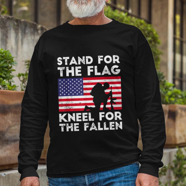 Memorial Day Patriotic Military Veteran American Flag Stand For The Flag Kneel For The Fallen Long Sleeve T-Shirt Gifts for Old Men