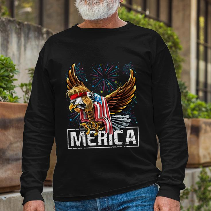 Merica Bald Eagle Mullet 4Th Of July American Flag Patriotic Long Sleeve T-Shirt Gifts for Old Men
