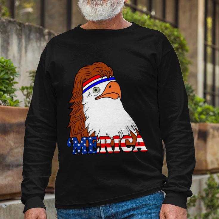 Merica Bald Eagle Retro Usa Flag V2 Long Sleeve T-Shirt Gifts for Old Men