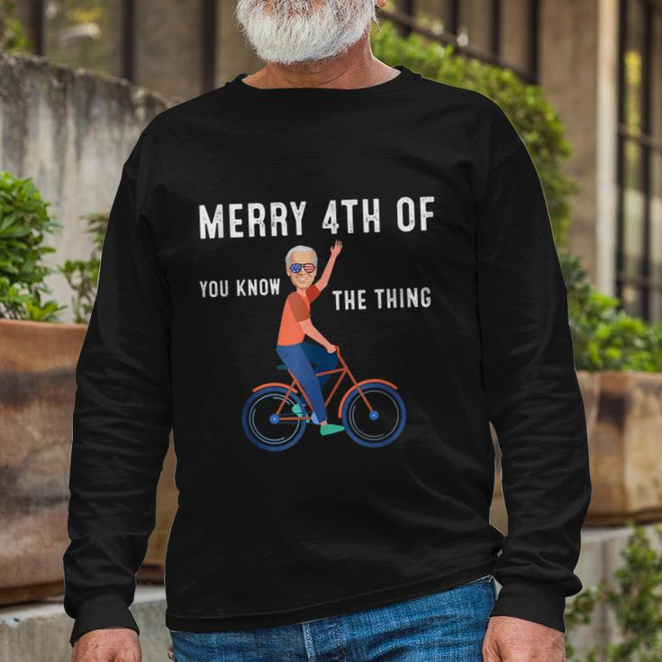 Merry 4Th Of July Biden Bike Bicycle Falls Off Anti Biden V9 Long Sleeve T-Shirt Gifts for Old Men