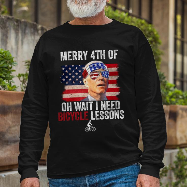 Merry 4Th Of July Biden Bike Bicycle Falls Off Long Sleeve T-Shirt Gifts for Old Men