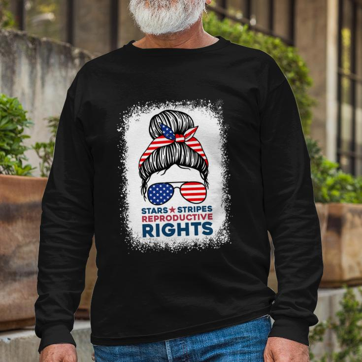Messy Bun American Flag Stars Stripes Reproductive Rights Meaningful V2 Long Sleeve T-Shirt Gifts for Old Men