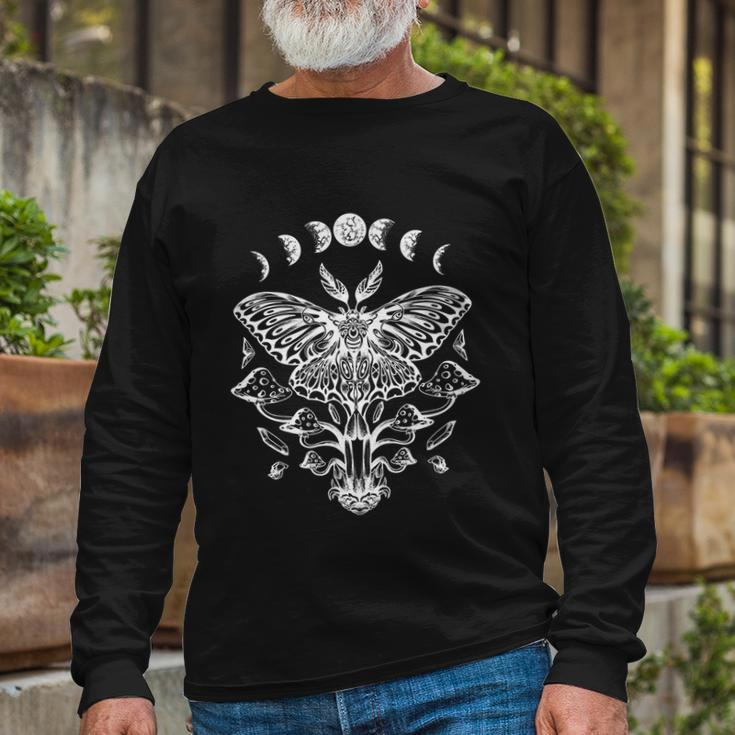 Moon Phases Luna Moth Black Craft Tshirt Long Sleeve T-Shirt Gifts for Old Men