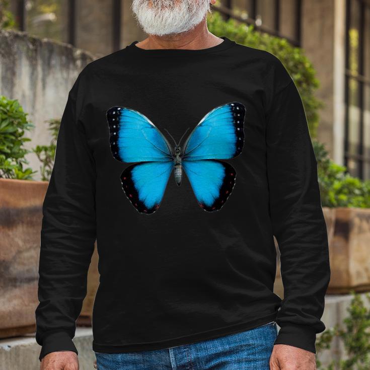 Morpho Butterfly Close Up D Long Sleeve T-Shirt Gifts for Old Men