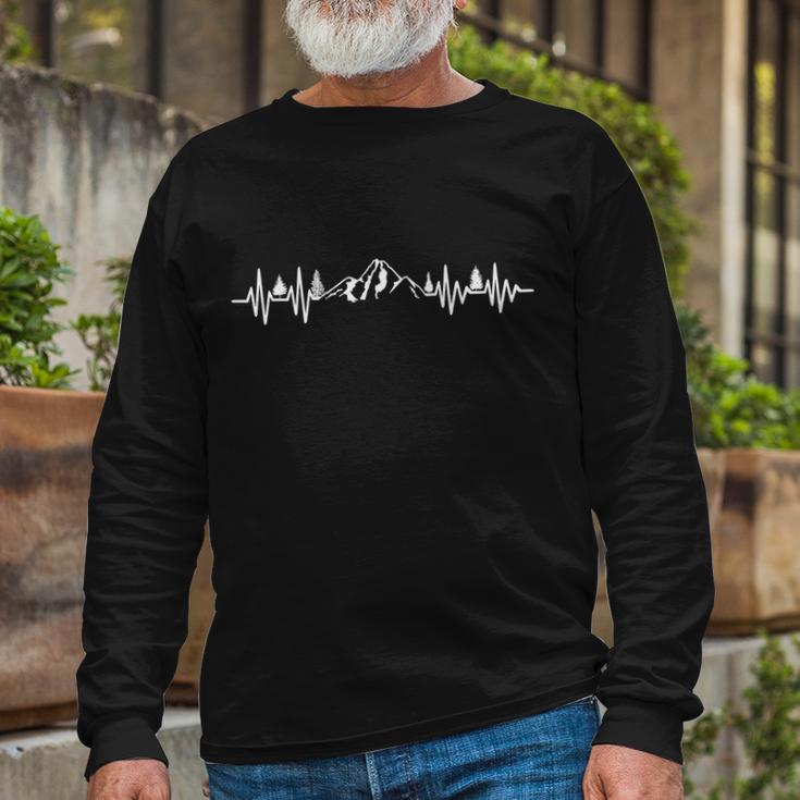 Mountain Heartbeat Pulse Tshirt Long Sleeve T-Shirt Gifts for Old Men