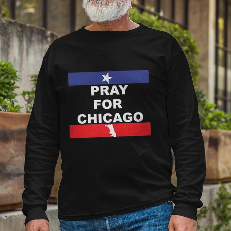 Nice Pray For Chicago Chicao Shooting Long Sleeve T-Shirt Gifts for Old Men