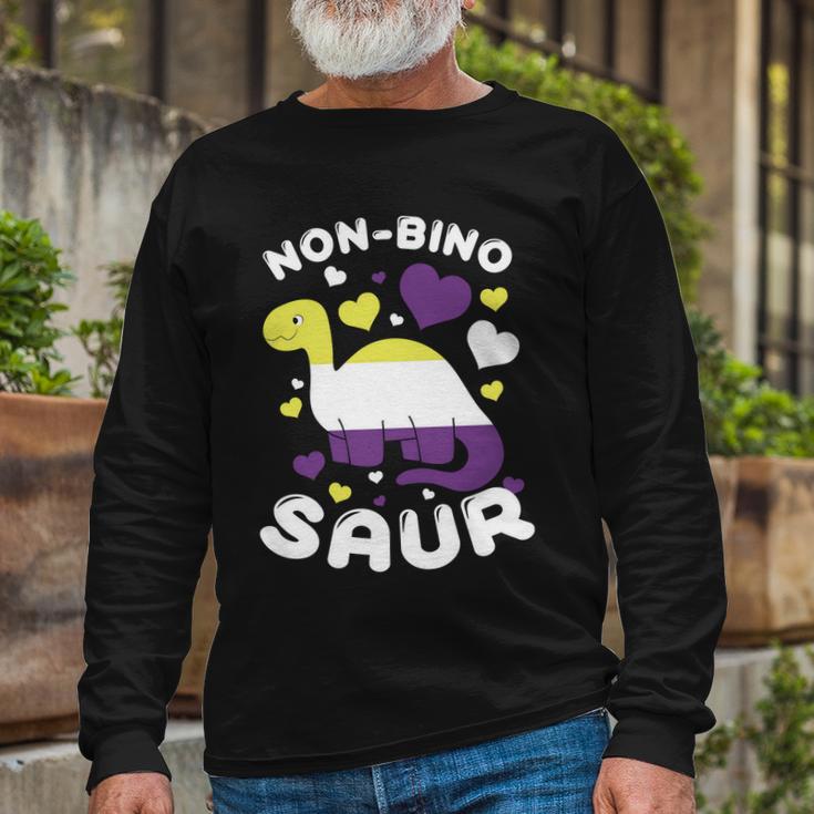 Non Bino Saur Dinosaur Aagender Pride Month Long Sleeve T-Shirt Gifts for Old Men