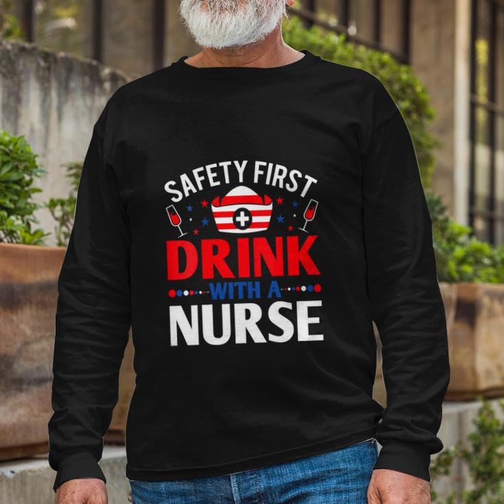 Nurse Wine 4Th Of July Long Sleeve T-Shirt Gifts for Old Men