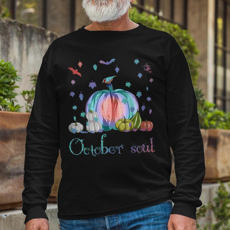 October Soul Magic Halloween Pumpkin Fall Thanksgiving Long Sleeve T-Shirt Gifts for Old Men