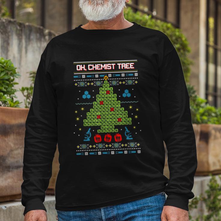 Oh Chemist Tree Chemistry Tree Christmas Science Long Sleeve T-Shirt Gifts for Old Men