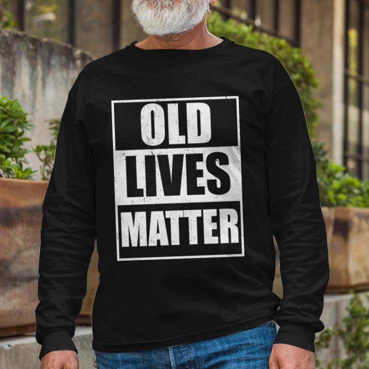 Old Lives Matter Distressed Logo Tshirt Long Sleeve T-Shirt Gifts for Old Men