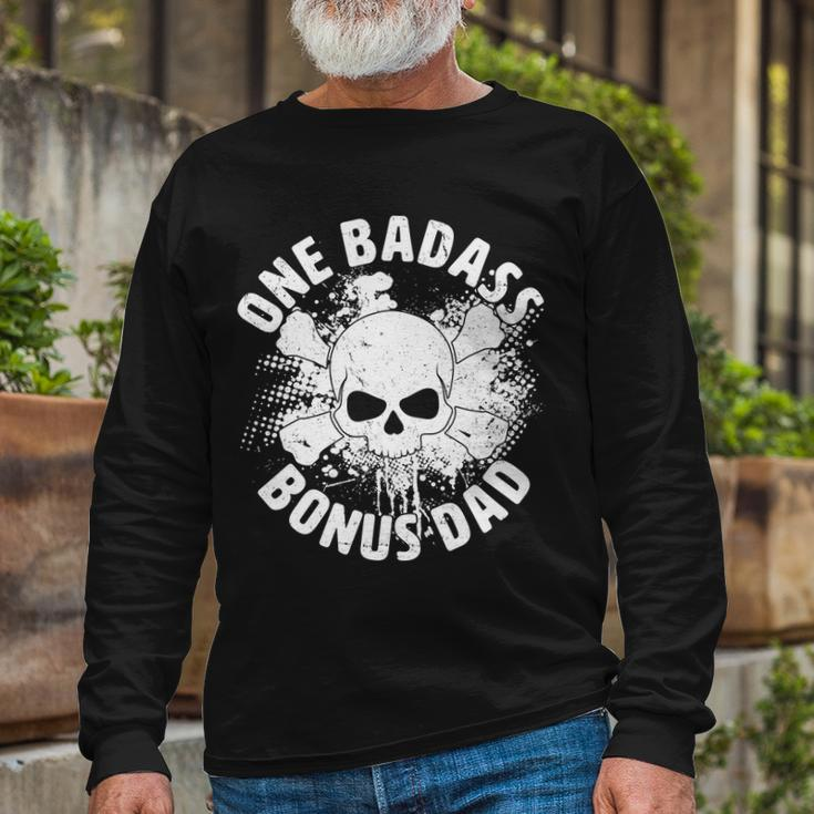 One Badass Bonus Dad Tshirt Long Sleeve T-Shirt Gifts for Old Men