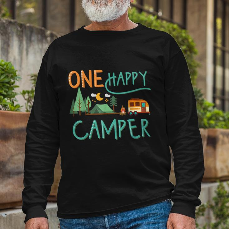 One Happy Camper First Birthday Camping Matching Long Sleeve T-Shirt Gifts for Old Men