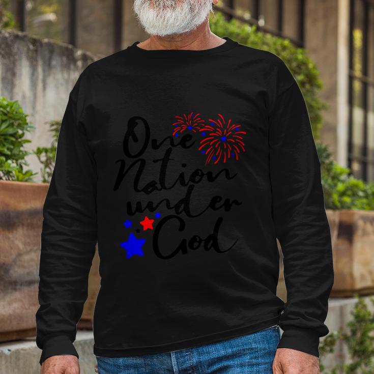 One Nation Under God Firework 4Th Of July Long Sleeve T-Shirt Gifts for Old Men