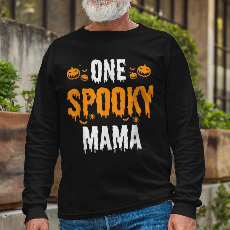 One Spooky Mama Mother Matching Halloween Long Sleeve T-Shirt Gifts for Old Men