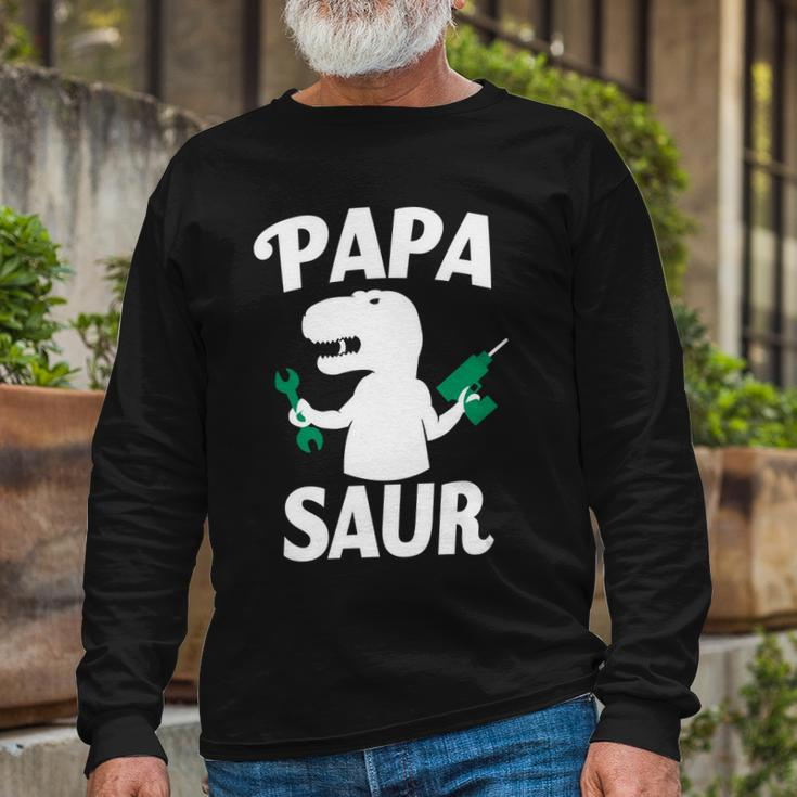 Papa Saur Fix Things Long Sleeve T-Shirt Gifts for Old Men