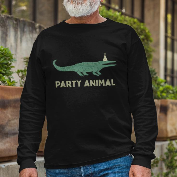 Party Animal Alligator Birthday Alligator Birthday Long Sleeve T-Shirt Gifts for Old Men