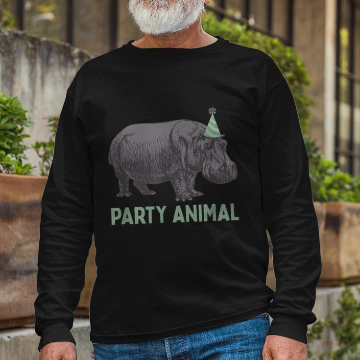 Party Animal Hippo Birthday Hippo Birthday Long Sleeve T-Shirt Gifts for Old Men