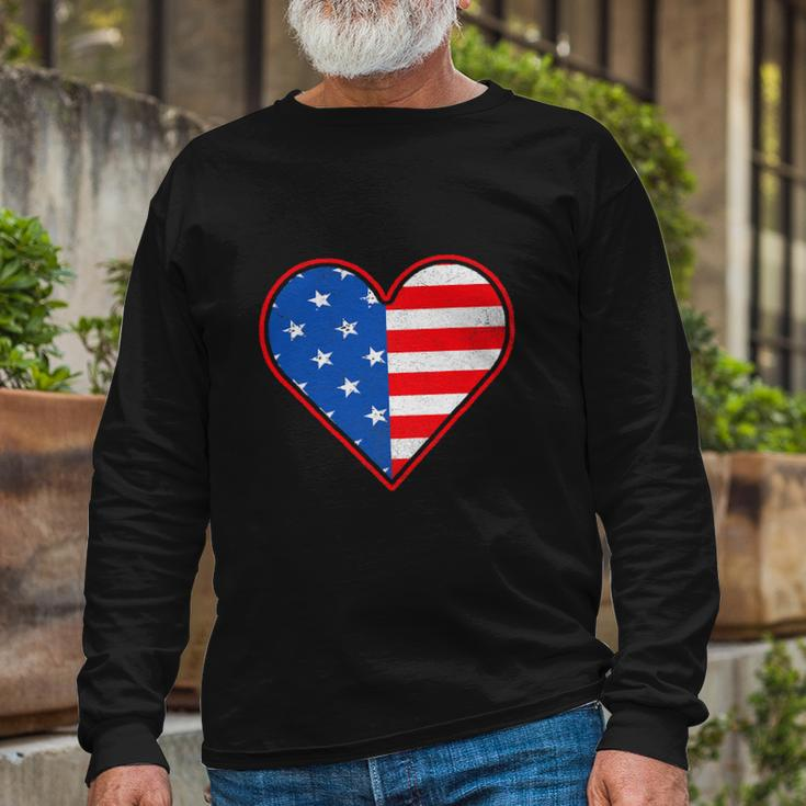 Patriotic American Flag Heart For 4Th Of July Girl Long Sleeve T-Shirt Gifts for Old Men