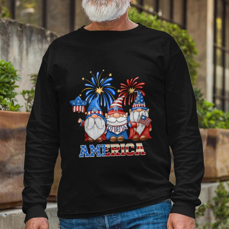 Patriotic Gnomes 4Th Of July Gnome Love American Flag Long Sleeve T-Shirt Gifts for Old Men