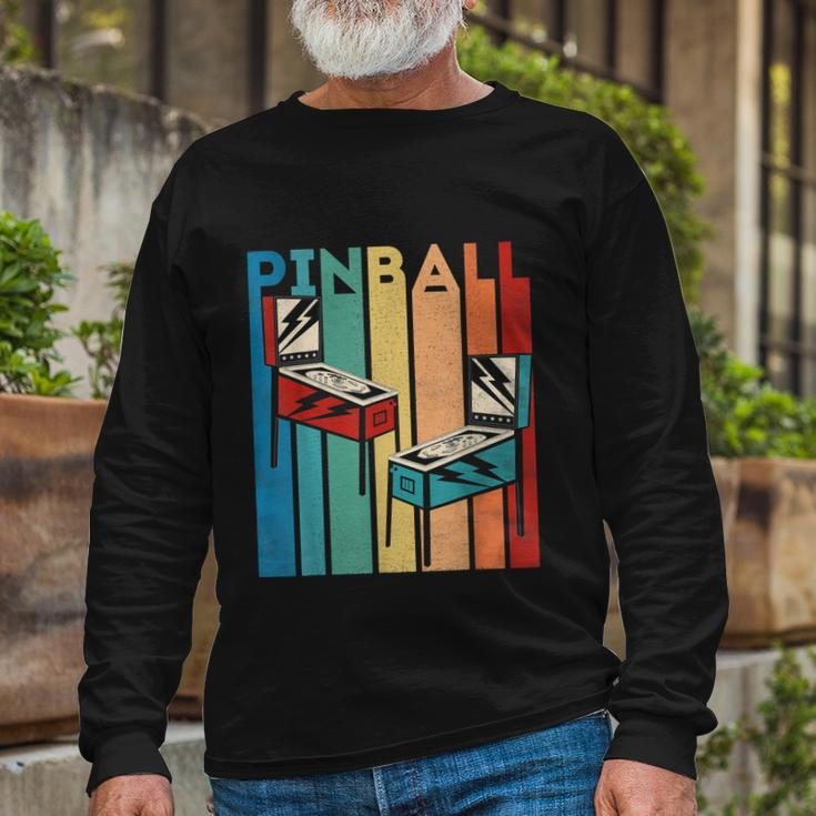 Pinball Retro Vintage Multiball Pinball Machine Arcade Game Long Sleeve T-Shirt Gifts for Old Men