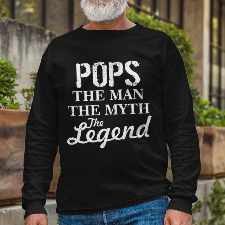 Pops The Man Myth Legend Tshirt Long Sleeve T-Shirt Gifts for Old Men