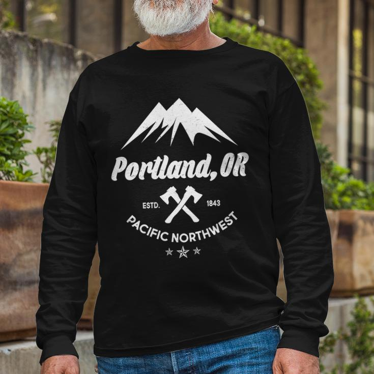 Portland Oregon Estd1843 Pacific Northwest Tshirt Long Sleeve T-Shirt Gifts for Old Men