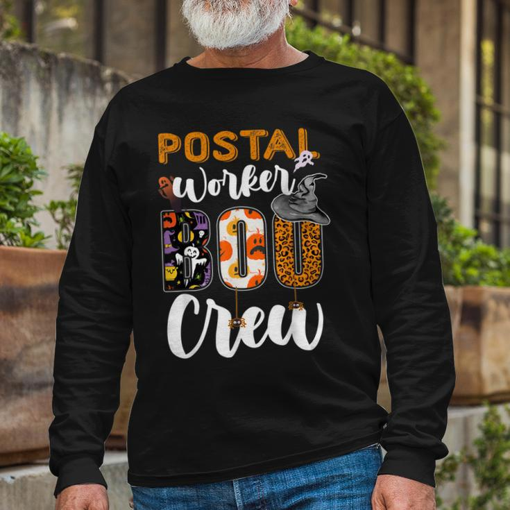 Postal Worker Boo Crew Halloween Technician Matching Long Sleeve T-Shirt Gifts for Old Men